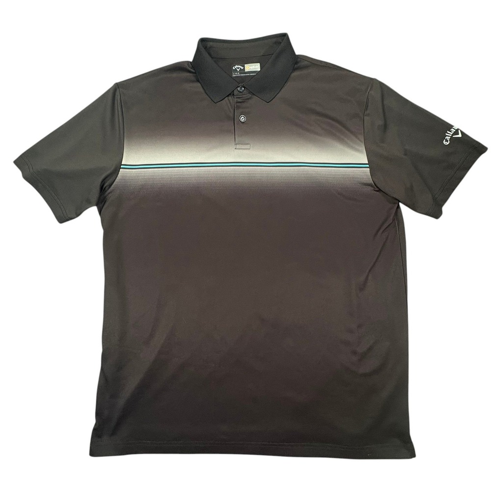Callaway Opti-Dri Golf Polo Shirt Mens‎ L Black Ombre Stripe Performance